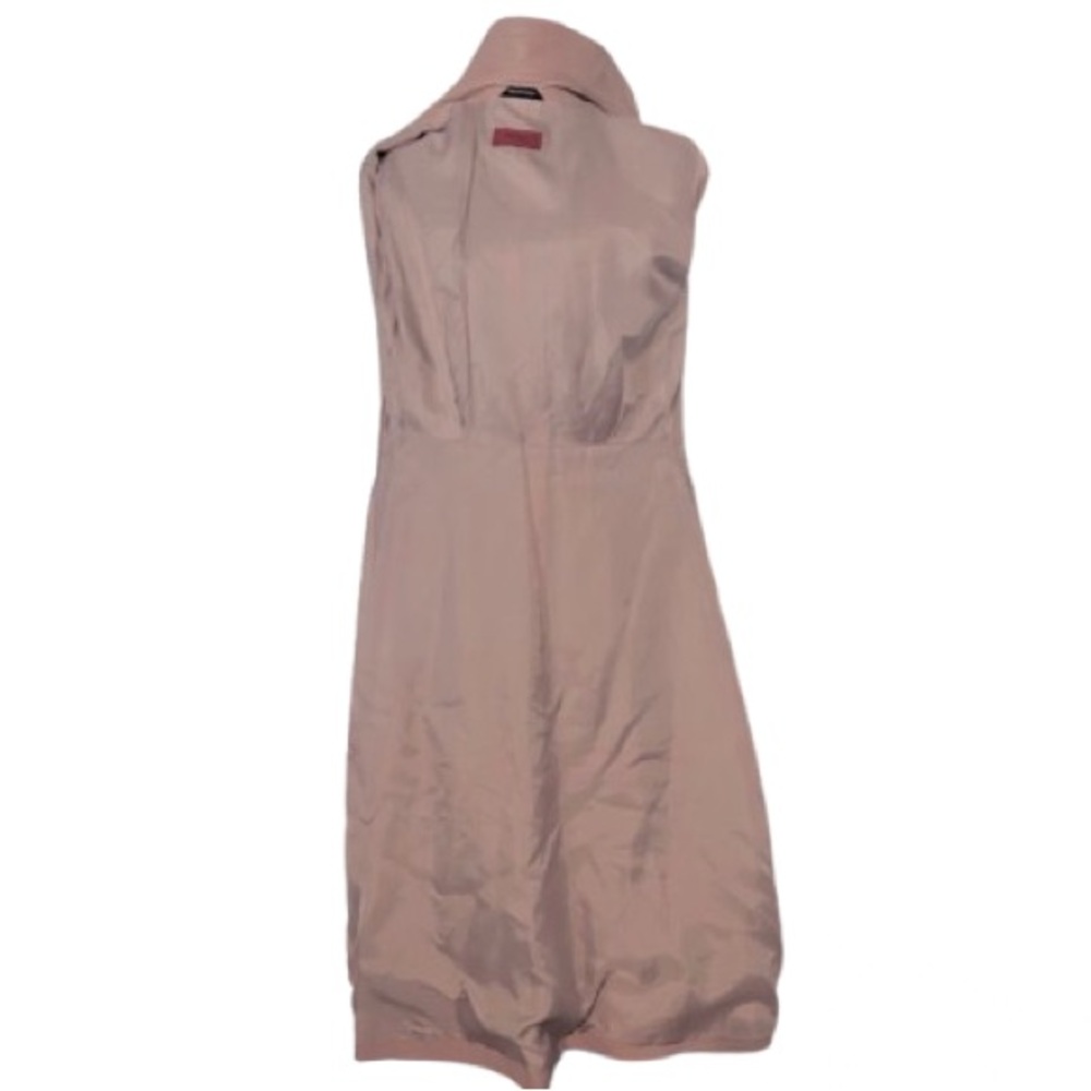 Vintage HUGO BOSS Lamb Leather Pink Peach Trench Coat Belted Waist Extra Small - Picture 14 of 16
